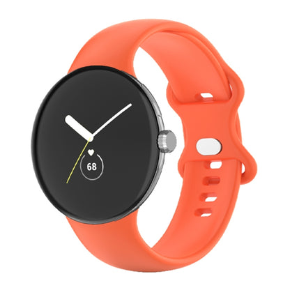 For Google Pixel Watch Single Color Silicone Watch Band Man(Orange) - Smart Wear by buy2fix | Online Shopping UK | buy2fix