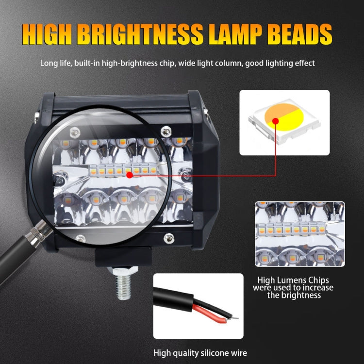4 inch 13W 3 Row Car LED Strip Light Working Refit Off-road Vehicle Lamp Roof Strip Light with Yellow White Flash - In Car by buy2fix | Online Shopping UK | buy2fix