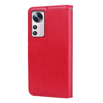 For Xiaomi 12/12X Rose Embossed Flip PU Leather Phone Case(Red) - 12 Cases by buy2fix | Online Shopping UK | buy2fix