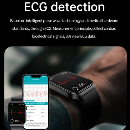 E500 1.83 inch HD Square Screen Leather Watch Strap Smart Watch Supports ECG Monitoring / Non-invasive Blood Sugar(Black) - Smart Wear by buy2fix | Online Shopping UK | buy2fix
