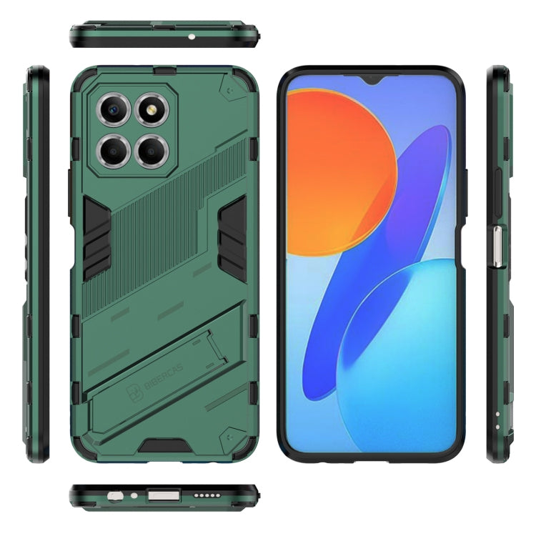 For Honor X8 5G Punk Armor PC + TPU Phone Case with Holder(Green) - Honor Cases by buy2fix | Online Shopping UK | buy2fix