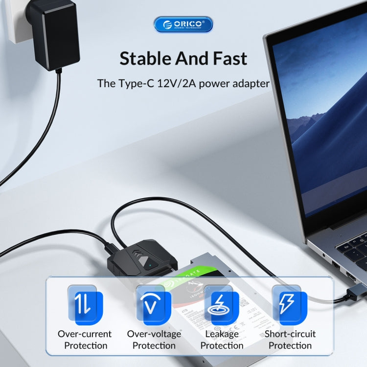 ORICO UTS2 USB 3.0 2.5-inch SATA HDD Adapter with 12V 2A Power Adapter, Cable Length:0.3m(UK Plug) - USB to IDE / SATA by ORICO | Online Shopping UK | buy2fix