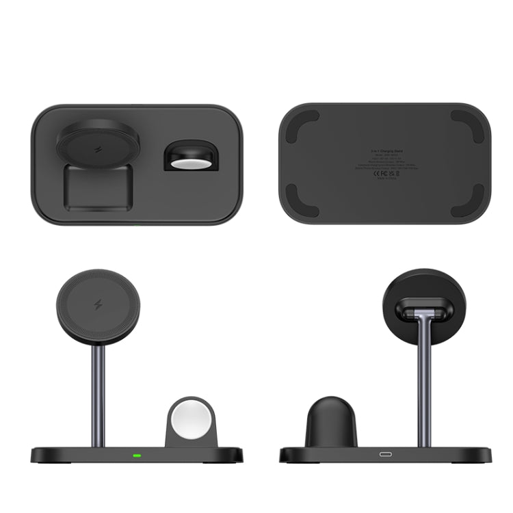 WA22 3 in 1 Magnetic Wireless Charger Phone Holder for iPhone 12 / 13 / 14 Series Phones & AirPods(Black) - Apple Accessories by buy2fix | Online Shopping UK | buy2fix