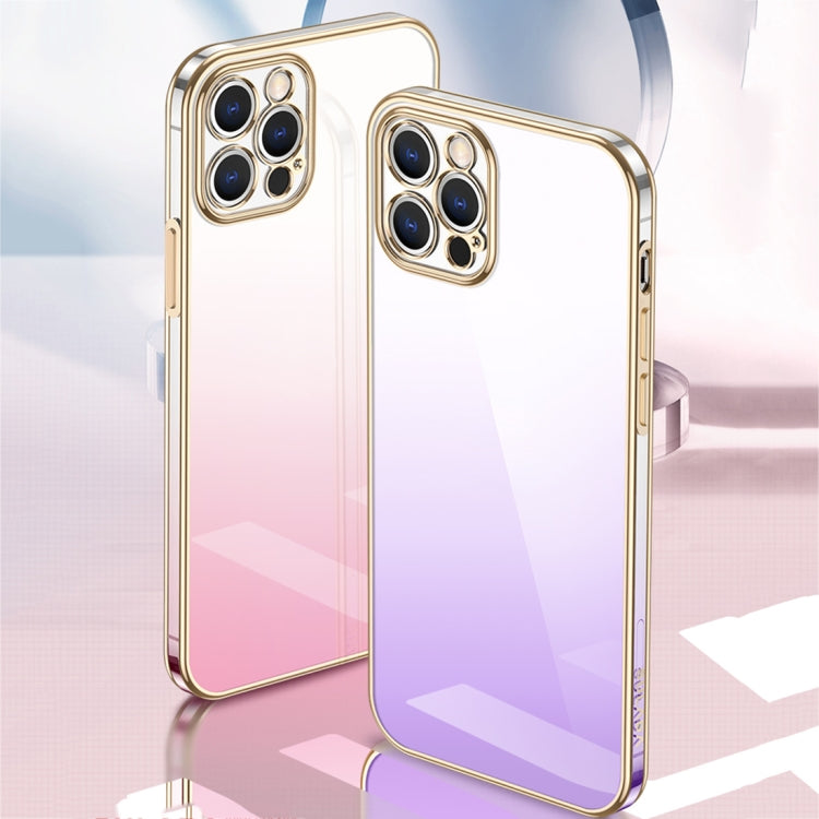 For iPhone 14 Plus SULADA Iridescence Series Plating Transparent Gradient Phone Case(Pink) - iPhone 14 Plus Cases by SULADA | Online Shopping UK | buy2fix