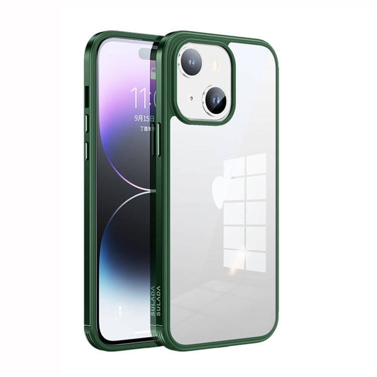 For iPhone 14 SULADA Metal Frame + Nano Glass + TPU Phone Case(Green) - iPhone 14 Cases by SULADA | Online Shopping UK | buy2fix