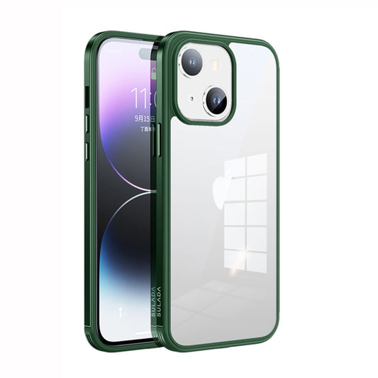 For iPhone 14 Plus SULADA Metal Frame + Nano Glass + TPU Phone Case(Green) - iPhone 14 Plus Cases by SULADA | Online Shopping UK | buy2fix