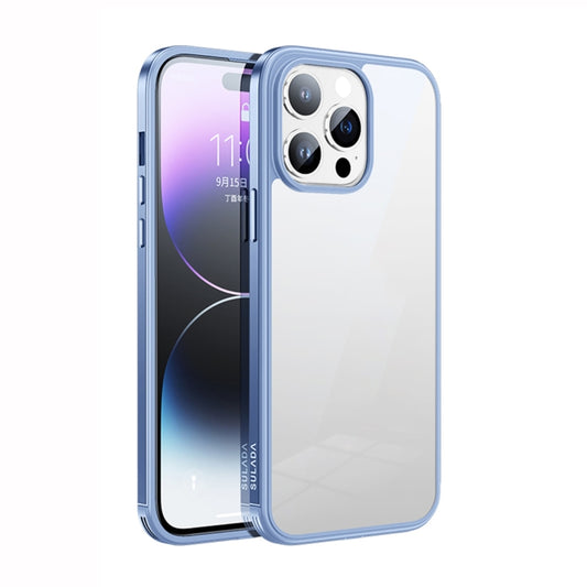 For iPhone 14 Pro SULADA Metal Frame + Nano Glass + TPU Phone Case(Sierra Blue) - iPhone 14 Pro Cases by SULADA | Online Shopping UK | buy2fix