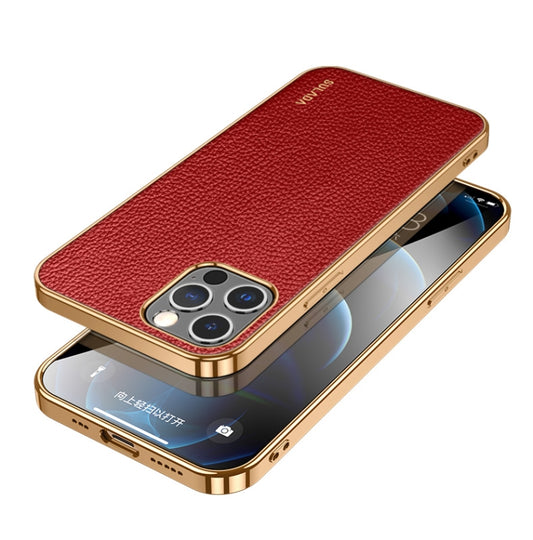 For iPhone 14 Pro Max SULADA Shockproof TPU + Handmade Leather Phone Case(Red) - iPhone 14 Pro Max Cases by SULADA | Online Shopping UK | buy2fix