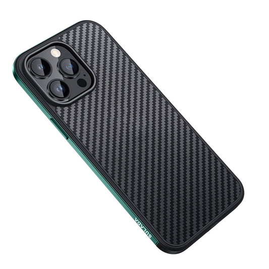 For iPhone 14 Pro SULADA Carbon Fiber Textured Shockproof Metal + TPU Frame Case(Dark Green) - iPhone 14 Pro Cases by SULADA | Online Shopping UK | buy2fix
