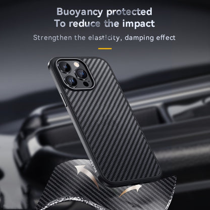 For iPhone 14 Pro Max SULADA Carbon Fiber Textured Shockproof Metal + TPU Frame Case(Silver) - iPhone 14 Pro Max Cases by SULADA | Online Shopping UK | buy2fix