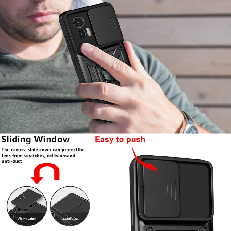 For Motorola Edge 30 Neo Sliding Camera Cover Design TPU+PC Phone Case(Black) - Motorola Cases by buy2fix | Online Shopping UK | buy2fix