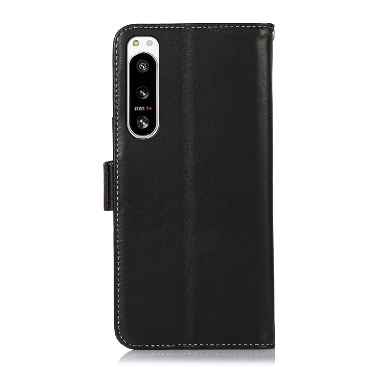 For Sony Xperia 5 IV Crazy Horse Top Layer Cowhide Leather Phone Case(Black) - Sony Cases by buy2fix | Online Shopping UK | buy2fix