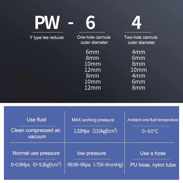 PW8-4 LAIZE 10pcs Plastic Y-type Tee Reducing Pneumatic Quick Fitting Connector -  by LAIZE | Online Shopping UK | buy2fix