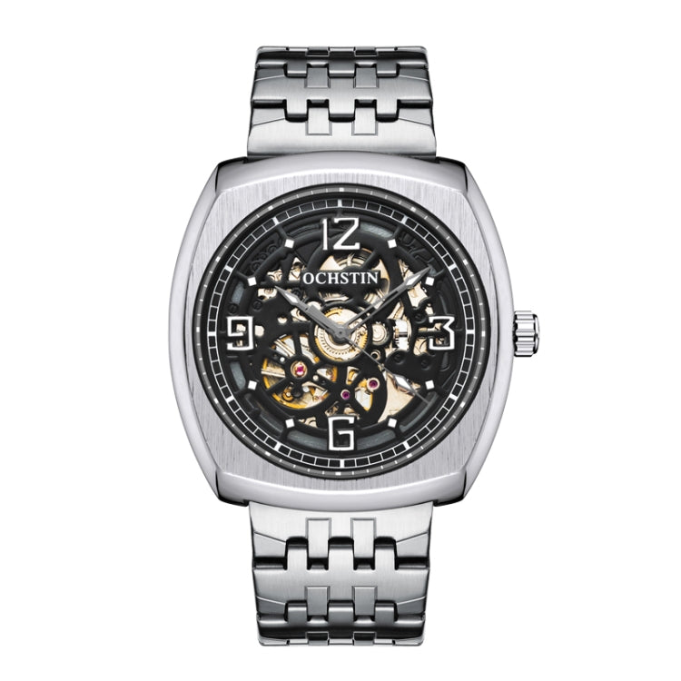 OCHSTIN 7262 Masterpiece Series Mechanical Steel Band Men Watch(Silver Black) - Metal Strap Watches by OCHSTIN | Online Shopping UK | buy2fix