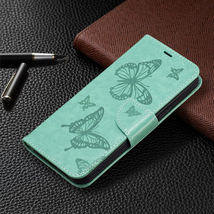 For Samsung Galaxy A54 5G Embossing Two Butterflies Pattern Leather Case(Green) - Galaxy Phone Cases by buy2fix | Online Shopping UK | buy2fix