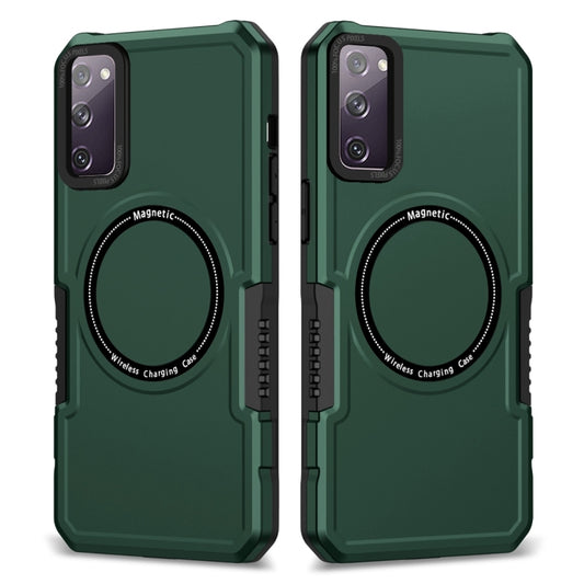 For Samsung Galaxy S20 FE MagSafe Shockproof Armor Phone Case(Dark Green) - Galaxy S20 FE Cases by buy2fix | Online Shopping UK | buy2fix