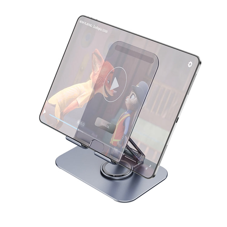 hoco PH50 Plus Ivey Dual Axis Rotating Metal Tablet Desktop Holder(Metal Grey) - Desktop Holder by hoco | Online Shopping UK | buy2fix