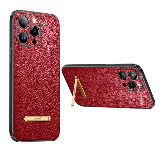 For iPhone 14 Pro Max SULADA Invisible Bracket Leather Back Cover Phone Case(Red) - iPhone 14 Pro Max Cases by SULADA | Online Shopping UK | buy2fix