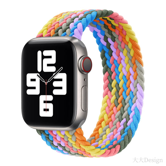 Nylon Single-turn Braided Watch Band For Apple Watch Series 8&7 41mm / SE 2&6&SE&5&4 40mm / 3&2&1 38mm, Length:155mm(Beat Purple) - Watch Bands by buy2fix | Online Shopping UK | buy2fix