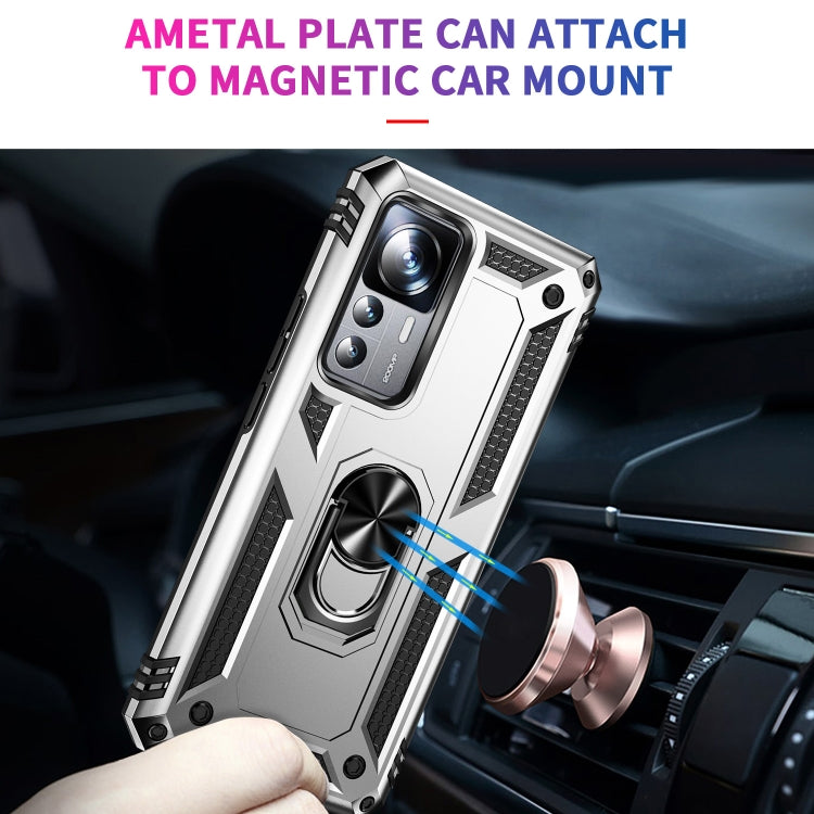 For Xiaomi 12T / 12T Pro Shockproof TPU + PC Phone Case with Holder(Silver) - Xiaomi Cases by buy2fix | Online Shopping UK | buy2fix