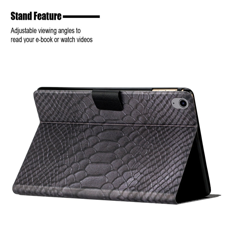 For iPad 10th Gen 10.9 2022 Solid Color Crocodile Texture Leather Smart Tablet Case(Black) - iPad 10th Gen 10.9 Cases by buy2fix | Online Shopping UK | buy2fix