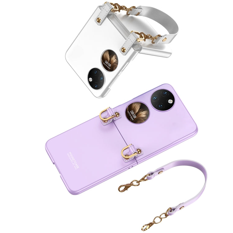 For Huawei P50 Pocket GKK Ultrathin Mini Handbag Protective Phone Case with Wrist Strap(White) - Huawei Cases by GKK | Online Shopping UK | buy2fix