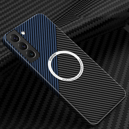 For Samsung Galaxy S23+ 5G Carbon Fiber Texture MagSafe Magnetic Phone Case(Black Blue) - Galaxy S23+ 5G Cases by buy2fix | Online Shopping UK | buy2fix