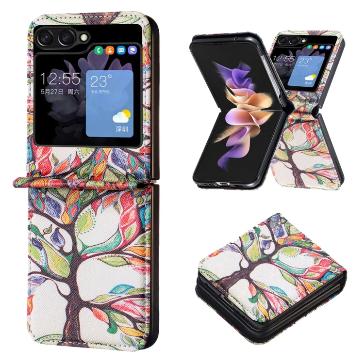 For Samsung Galaxy Z Flip5 Colored Drawing Leather Phone Case(Tree Life) - Galaxy Z Flip5 Cases by buy2fix | Online Shopping UK | buy2fix