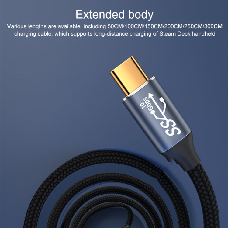 For Steam Deck Gen 100W USB-C/Type-C Male to USB-C/Type-C Female Stereo Curved Extension Cable, Length:3m - Accessories by buy2fix | Online Shopping UK | buy2fix