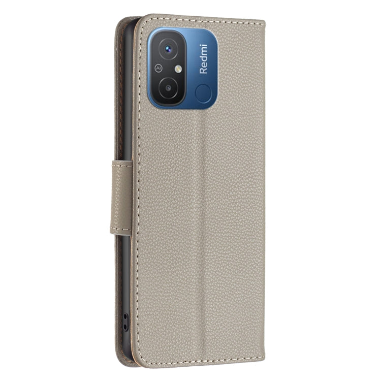 For Xiaomi Redmi 12C Litchi Texture Pure Color Leather Phone Case(Grey) - Xiaomi Cases by buy2fix | Online Shopping UK | buy2fix