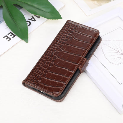 For OnePlus Nord CE 3 Lite Crocodile Top Layer Cowhide RFID Leather Phone Case(Brown) - OnePlus Cases by buy2fix | Online Shopping UK | buy2fix