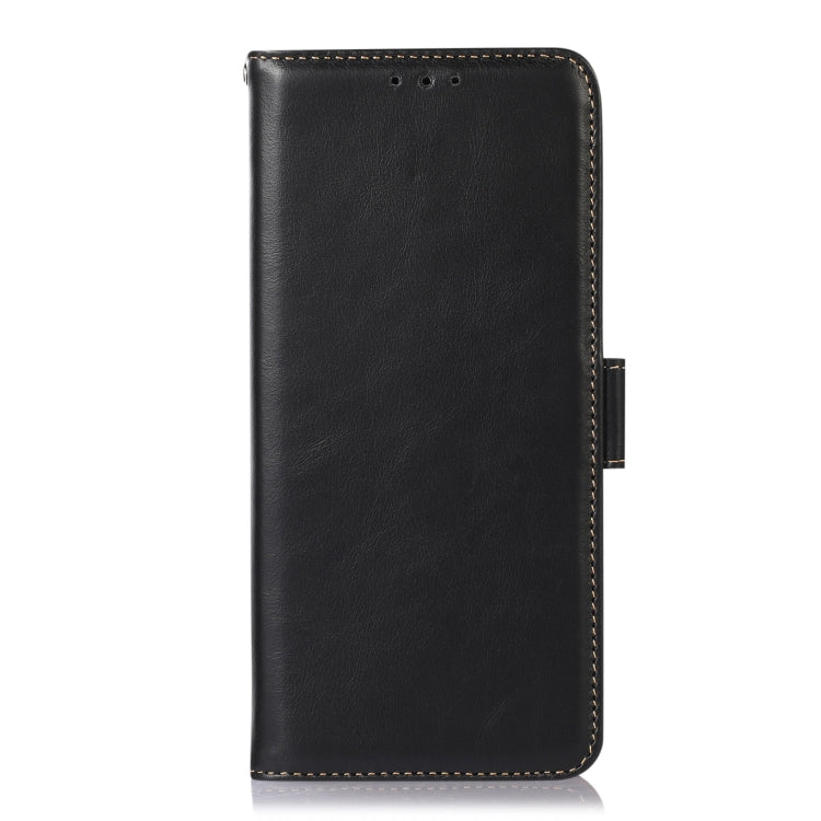 For Motorola Moto E13 4G 2023 Crazy Horse Top Layer Cowhide RFID Leather Phone Case(Black) - Motorola Cases by buy2fix | Online Shopping UK | buy2fix