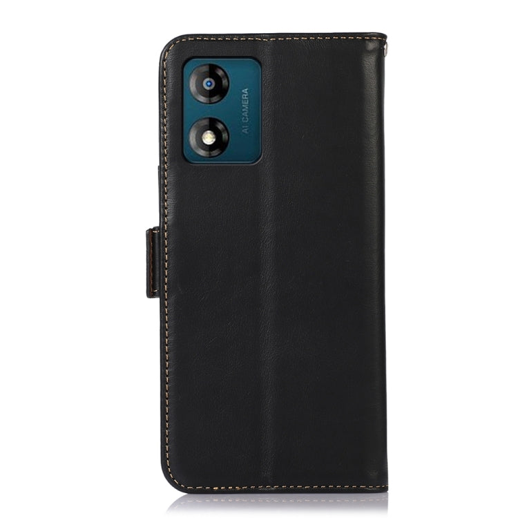 For Motorola Moto E13 4G 2023 Crazy Horse Top Layer Cowhide RFID Leather Phone Case(Black) - Motorola Cases by buy2fix | Online Shopping UK | buy2fix