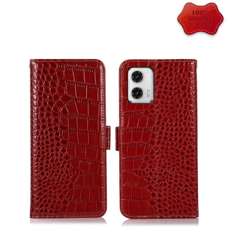 For Motorola Moto G73 5G Crocodile Top Layer Cowhide Leather Phone Case(Red) - Motorola Cases by buy2fix | Online Shopping UK | buy2fix