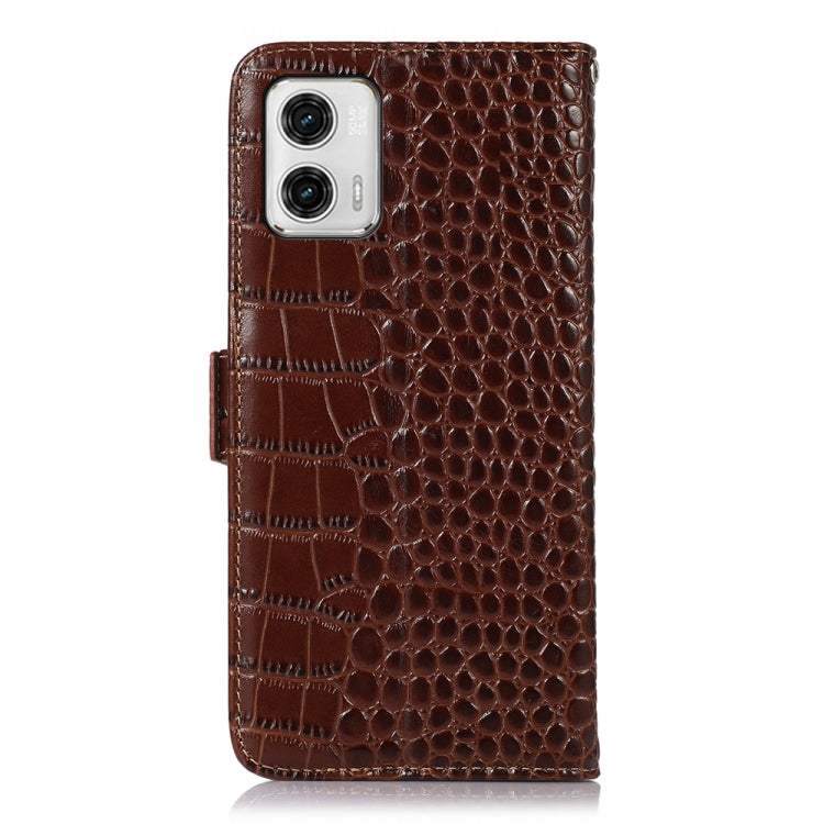 For Motorola Moto G73 5G Crocodile Top Layer Cowhide Leather Phone Case(Brown) - Motorola Cases by buy2fix | Online Shopping UK | buy2fix