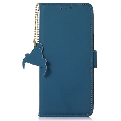 For OnePlus Ace 2 5G / 11R 5G Genuine Leather Magnetic RFID Leather Phone Case(Blue) - OnePlus Cases by buy2fix | Online Shopping UK | buy2fix