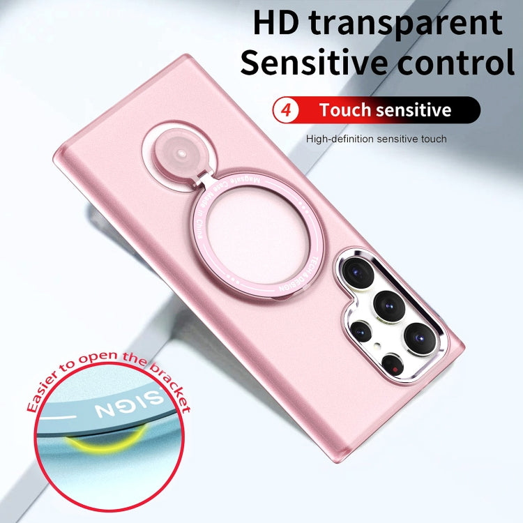 For Samsung Galaxy S23 Ultra 5G 360 Degree Rotation Holder MagSafe Magnetic Phone Case(Pink) - Galaxy S23 Ultra 5G Cases by buy2fix | Online Shopping UK | buy2fix