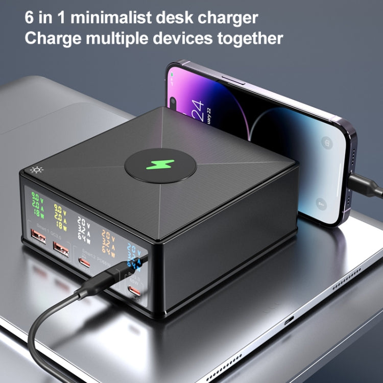 868H 6 in 1 160W 3 PD Type-C + 2 QC3.0 USB Ports Multi Ports Charger(UK Plug) - Multifunction Charger by buy2fix | Online Shopping UK | buy2fix