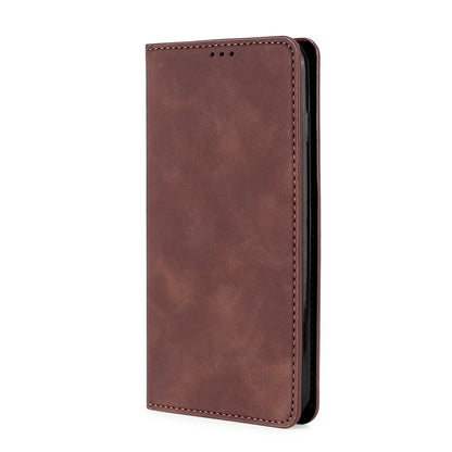 For OnePlus Ace 2/11R Skin Feel Magnetic Horizontal Flip Leather Phone Case(Dark Brown) - OnePlus Cases by buy2fix | Online Shopping UK | buy2fix