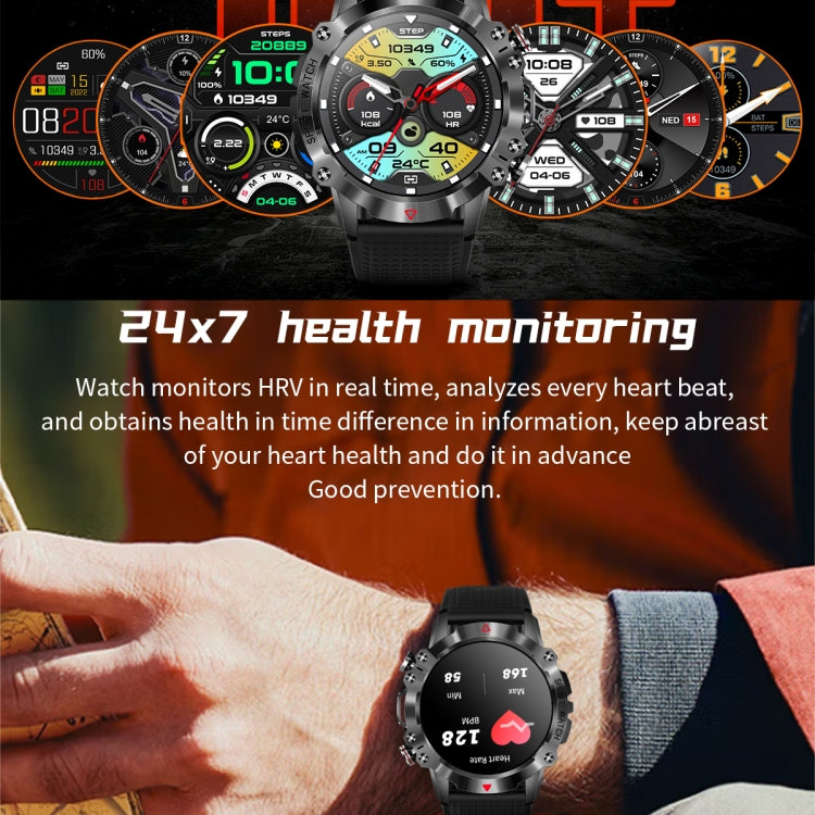 K10 1.39 inch IP67 Waterproof Smart Watch, Support Heart Rate / Sleep Monitoring(Black Silver) - Smart Wear by buy2fix | Online Shopping UK | buy2fix