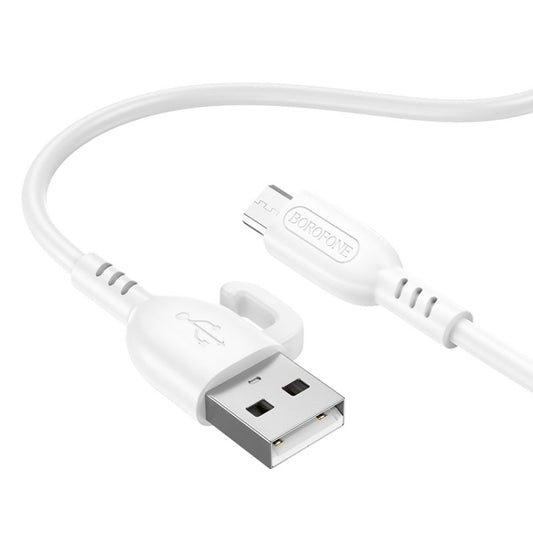 Borofone BX91 USB to Micro USB Symbol 2.4A Charging Data Cable, Length:1m(White) -  by Borofone | Online Shopping UK | buy2fix