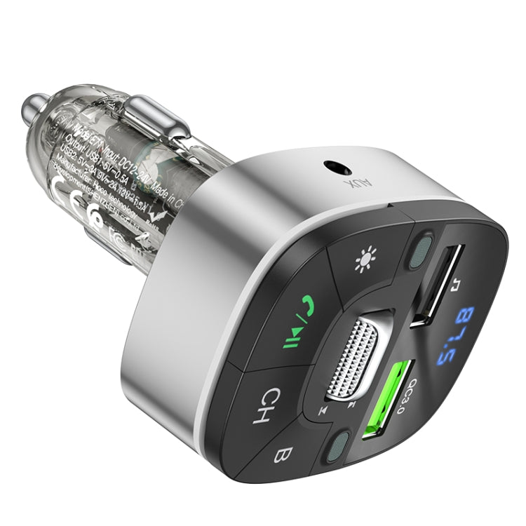 hoco E71 Car QC3.0 Fast Charge Bluetooth 5.0 MP3 Player FM Transmitter(Blue) - In Car by hoco | Online Shopping UK | buy2fix