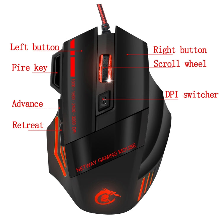 HXSJ A907 7 Keys Colorful Luminous 7D Wired Gaming Mouse(Black) -  by HXSJ | Online Shopping UK | buy2fix