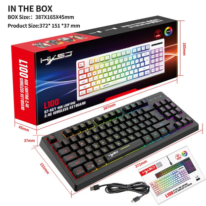 HXSJ L100 87 Keys RGB Backlit Film 2.4G Wireless Keyboard(Black) - Wireless Keyboard by HXSJ | Online Shopping UK | buy2fix