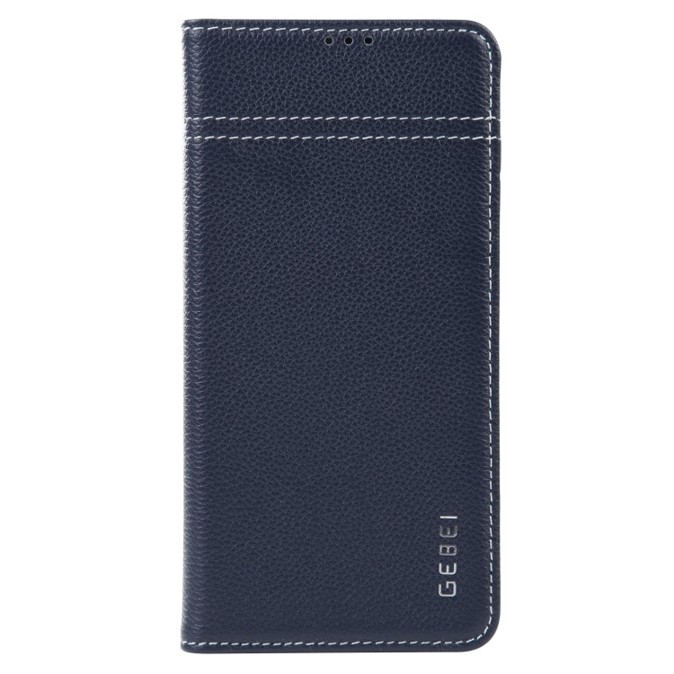 For Samsung Galaxy S23 5G GEBEI Top-grain Horizontal Flip Leather Phone Case(Blue) - Galaxy S23 5G Cases by GEBEI | Online Shopping UK | buy2fix