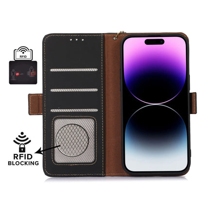 For Google Pixel 7a Genuine Leather Magnetic RFID Leather Phone Case(Black) - Google Cases by buy2fix | Online Shopping UK | buy2fix