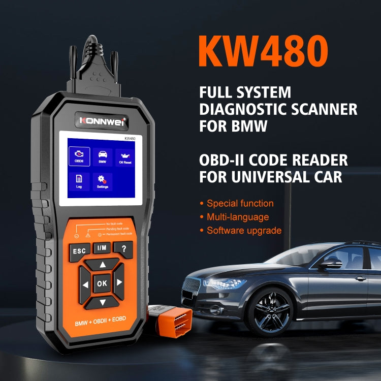 For BMW KONNWE KW480 2.8 inch Color Screen OBD2 Car Fault Detector - Code Readers & Scan Tools by KONNWEI | Online Shopping UK | buy2fix