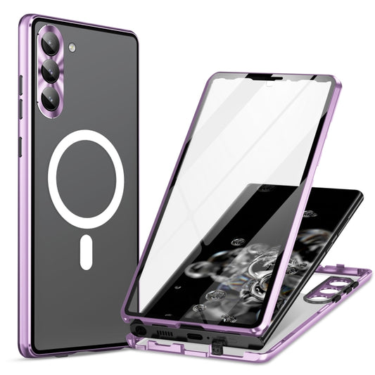 For Samsung Galaxy S21+ 5G HD Full Cover Magsafe Magnetic Metal Tempered Glass Phone Case(Purple) - Galaxy S21+ 5G Cases by buy2fix | Online Shopping UK | buy2fix