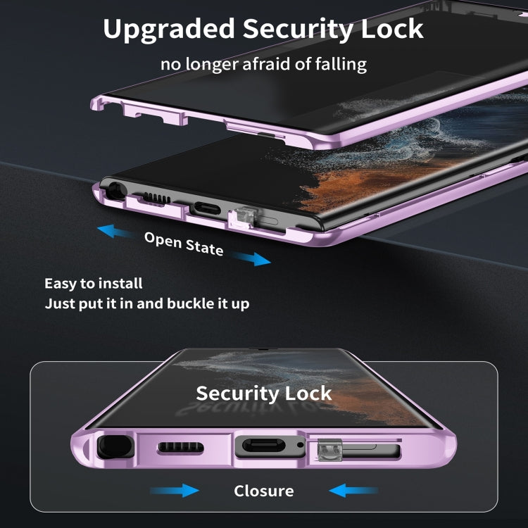 For Samsung Galaxy S22 5G HD Full Cover Magsafe Magnetic Metal Tempered Glass Phone Case(Purple) - Galaxy S22 5G Cases by buy2fix | Online Shopping UK | buy2fix