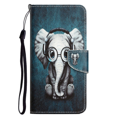 For Xiaomi Redmi 12C Colored Drawing Leather Phone Case(Earphone Elephant) - Xiaomi Cases by buy2fix | Online Shopping UK | buy2fix